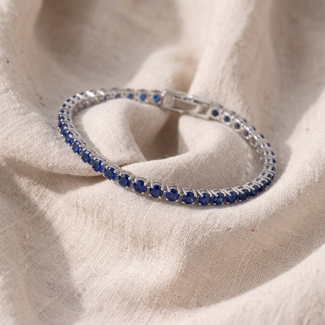 Tennisarmband mit Saphir | Weissgold