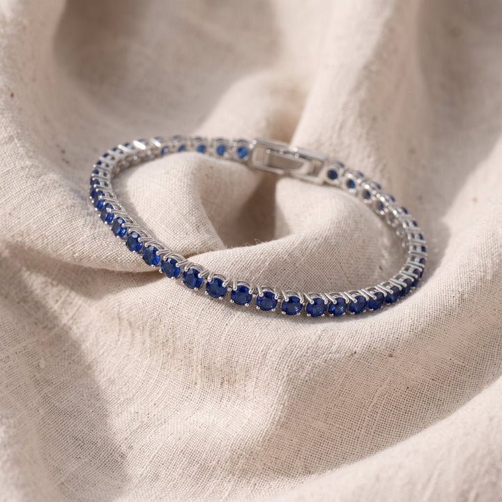 Tennisarmband mit Saphir | Weissgold