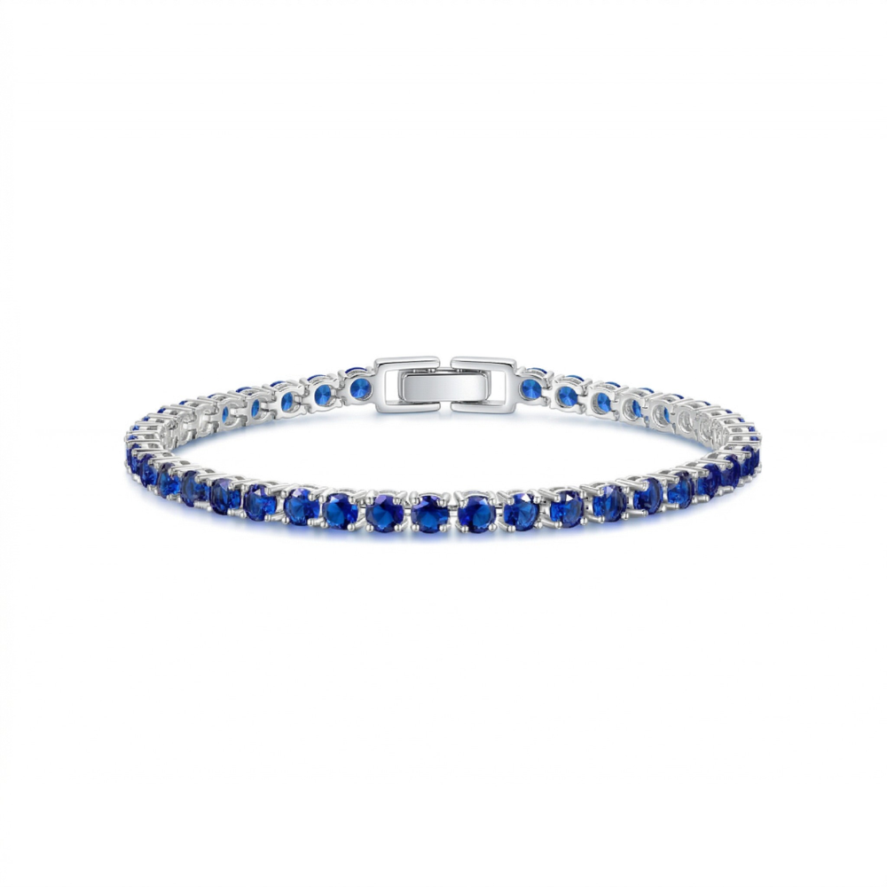 Tennisarmband mit Saphir | Weissgold