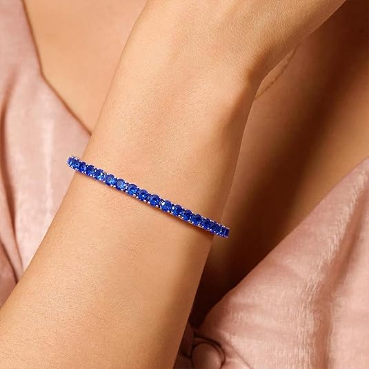 Tennisarmband mit Saphir | Weissgold