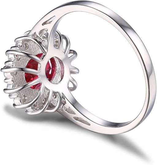 Klassischer Halo-Ring mit Rubin | Weissgold