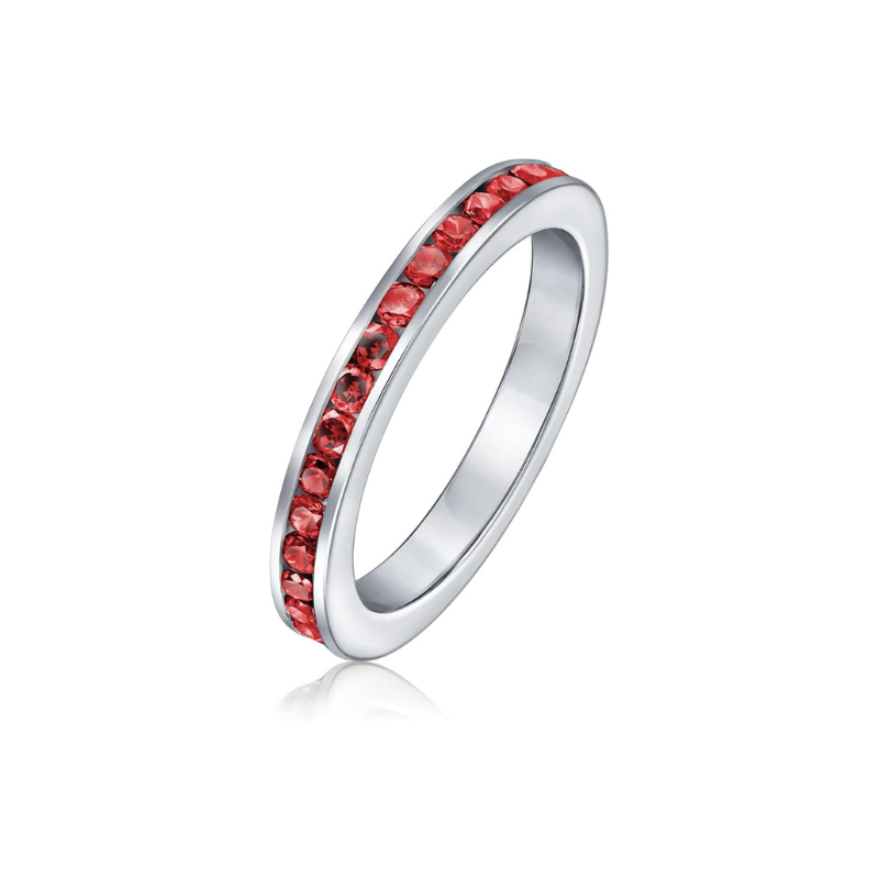 Memoire-Ring mit Rubinen | Weissgold