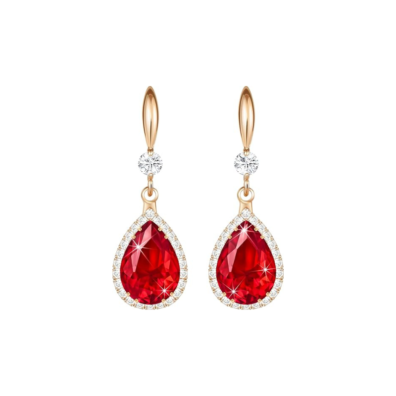 Tropfenohrringe mit Rubin | Roségold