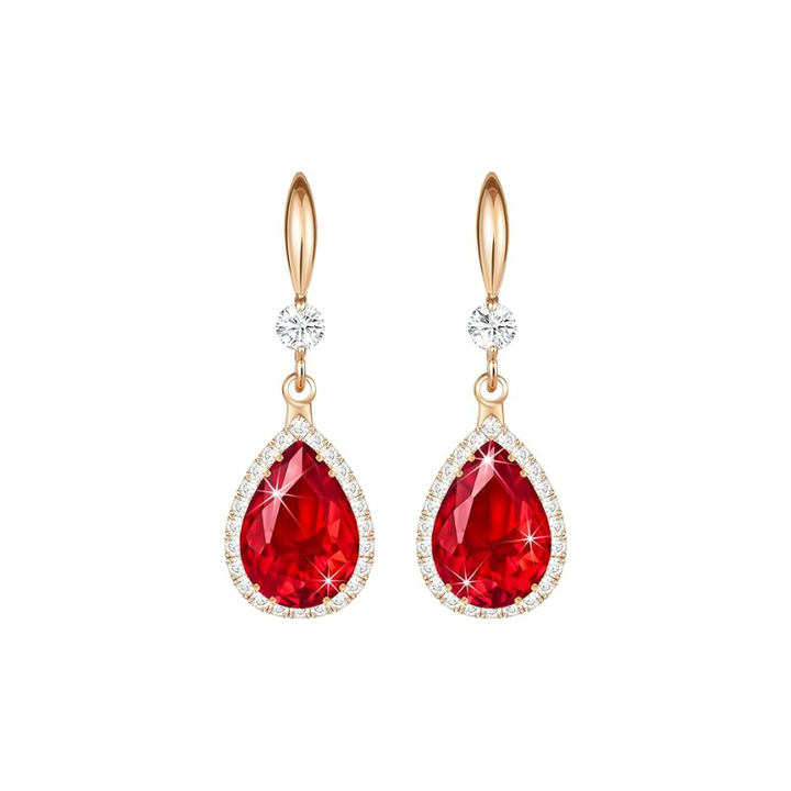Tropfenohrringe mit Rubin | Roségold
