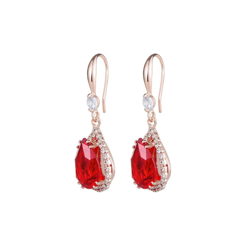 Tropfenohrringe mit Rubin | Roségold