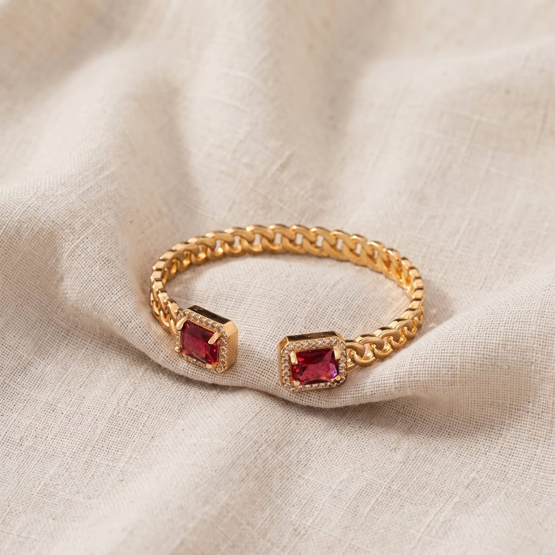 Offenes Armband Veloria mit Rubinen | Gold