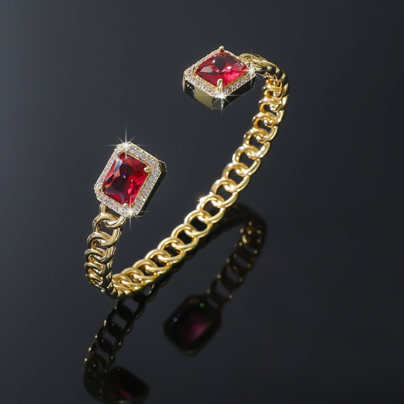 Offenes Armband Veloria mit Rubinen | Gold