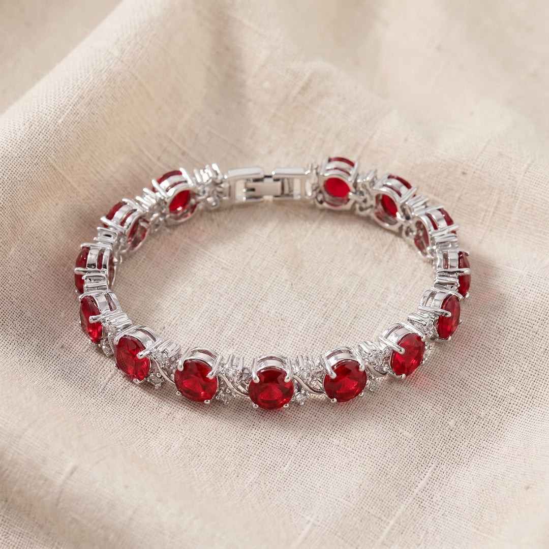 Tennisarmband Weinranke mit Rubinen | Weissgold