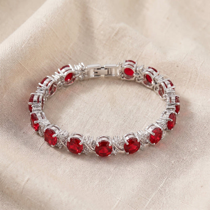 Tennisarmband Weinranke mit Rubinen | Weissgold