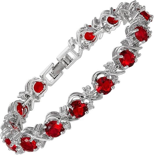 Tennisarmband Weinranke mit Rubinen | Weissgold