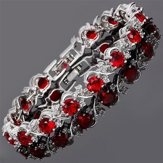 Tennisarmband Weinranke mit Rubinen | Weissgold