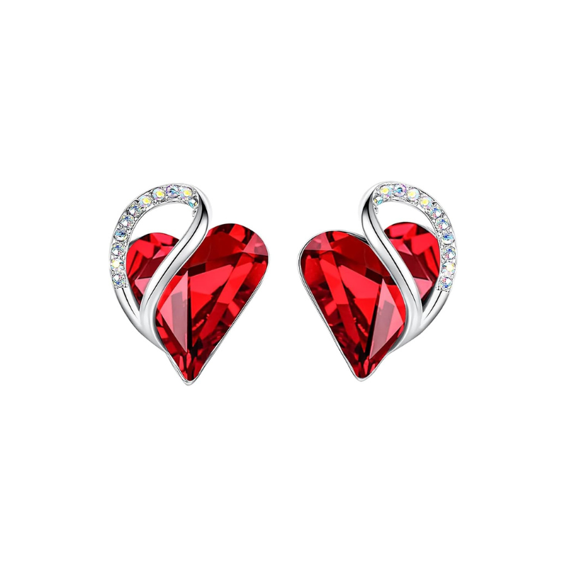 Ohrringe Ewiges Herz mit Rubin | Weissgold