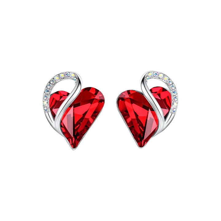 Ohrringe Ewiges Herz mit Rubin | Weissgold