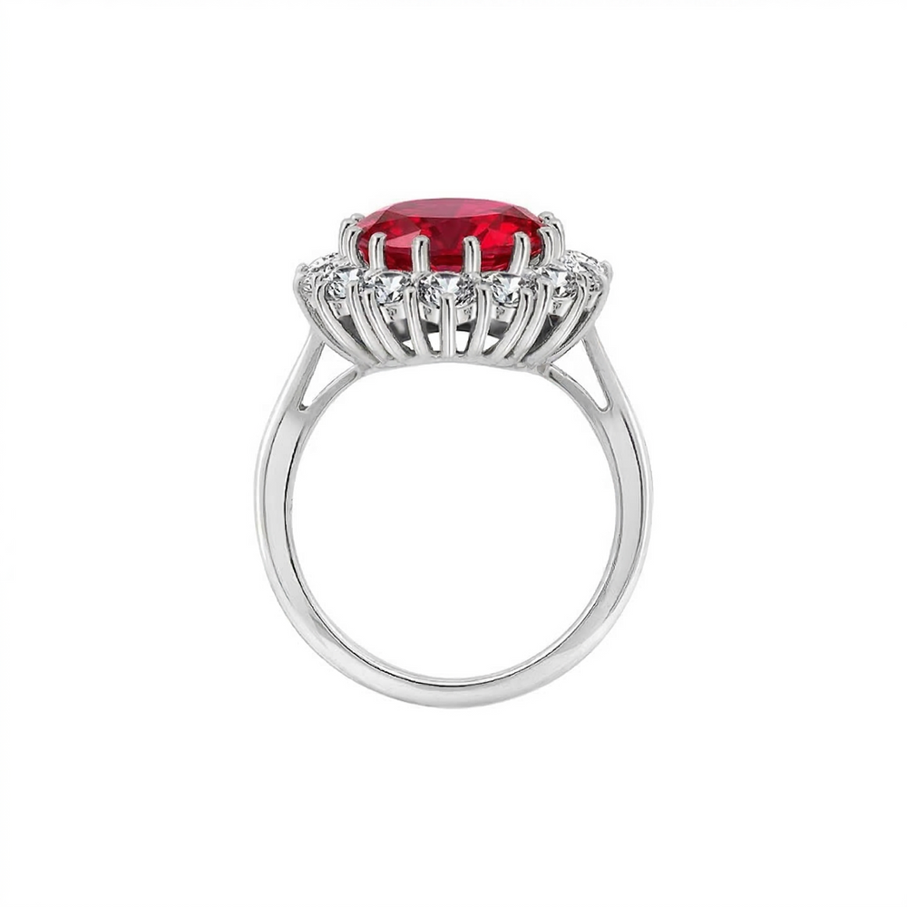 Ring Karminrote Krone mit Rubin | Weissgold