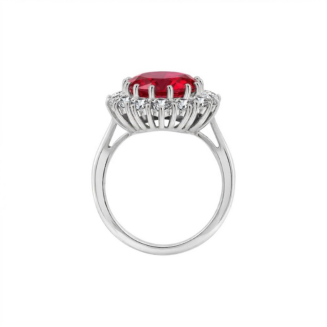 Ring Karminrote Krone mit Rubin | Weissgold