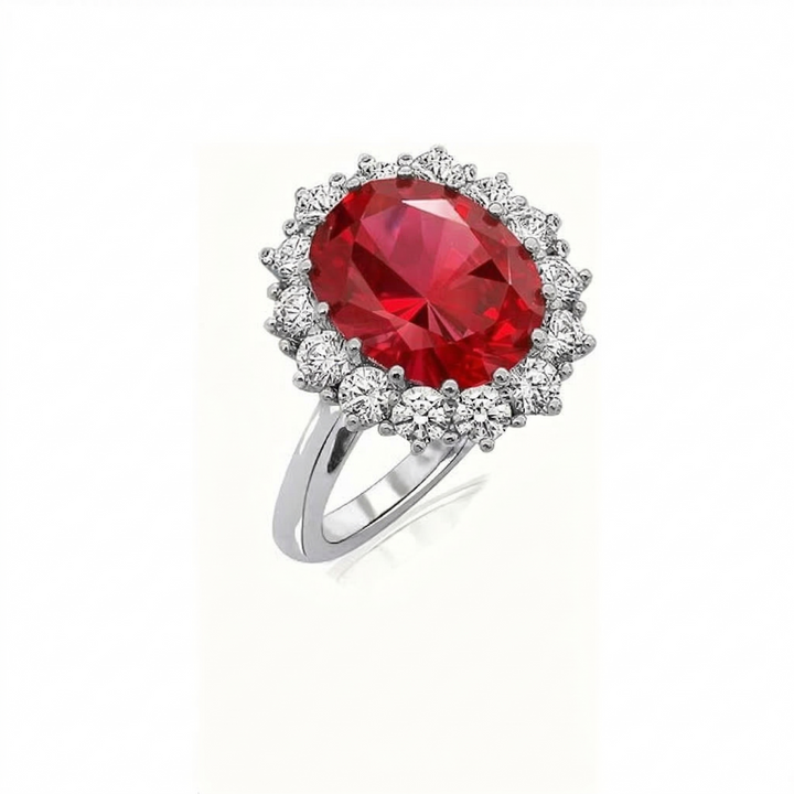 Ring Karminrote Krone mit Rubin | Weissgold