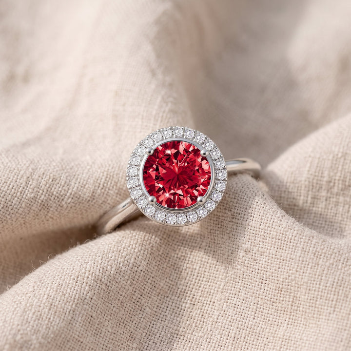 Versprechensring Rotglut mit Rubin | Weissgold
