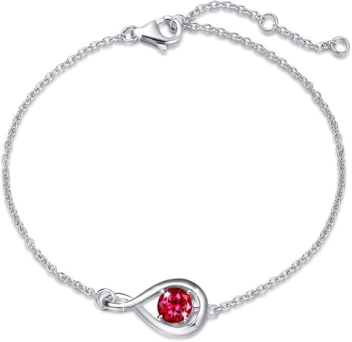 Armband Unendlichkeit mit Rubin | Weissgold