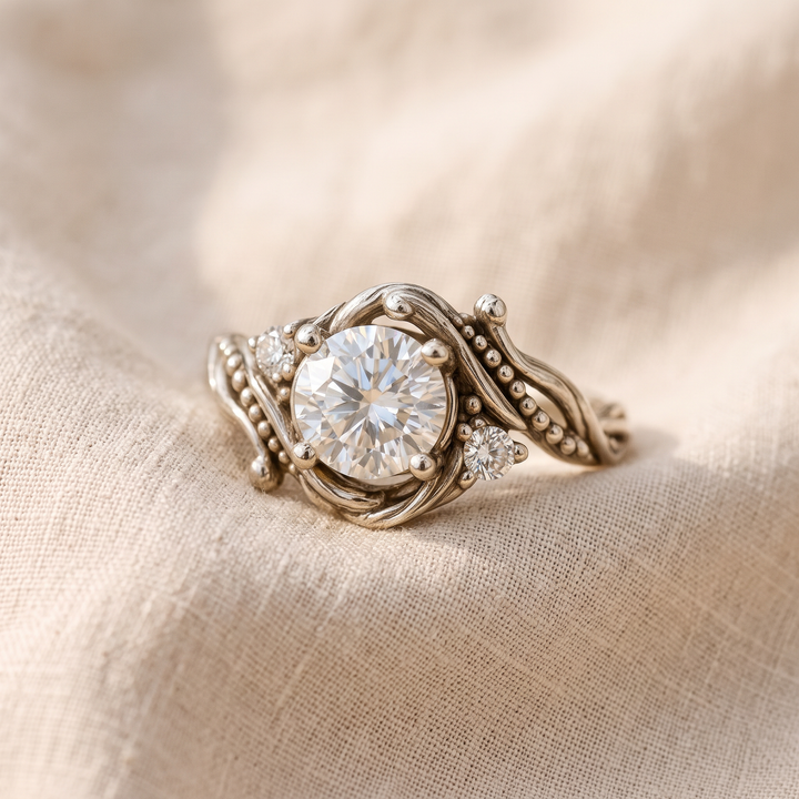 Luxuriöser Silberring Zweig mit Zirkonia