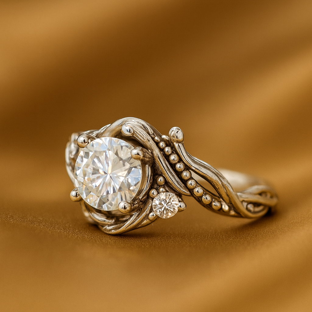 Luxuriöser Silberring Zweig mit Zirkonia