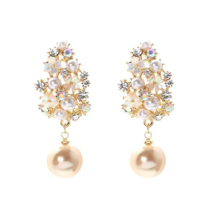 Elegante Perlenohrringe Blume | Gold