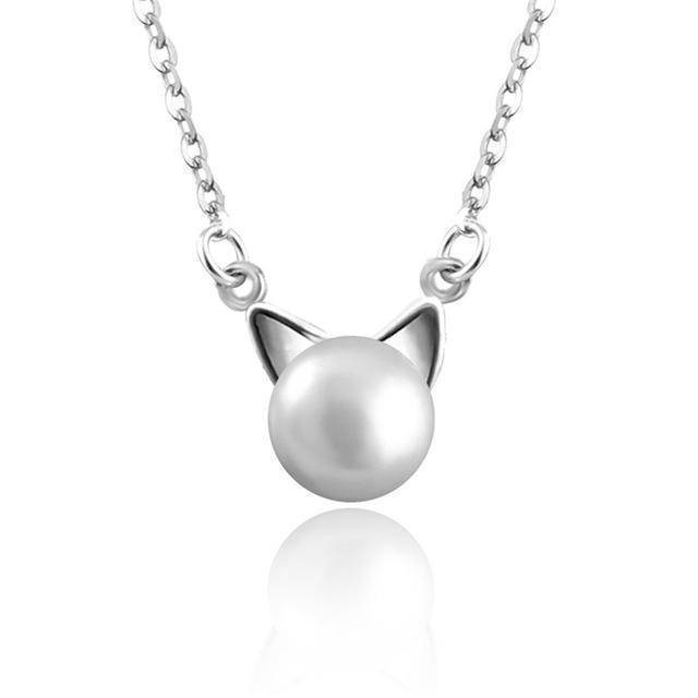 Perlenhalskette Katze + Ohrringe und Ring als Geschenk