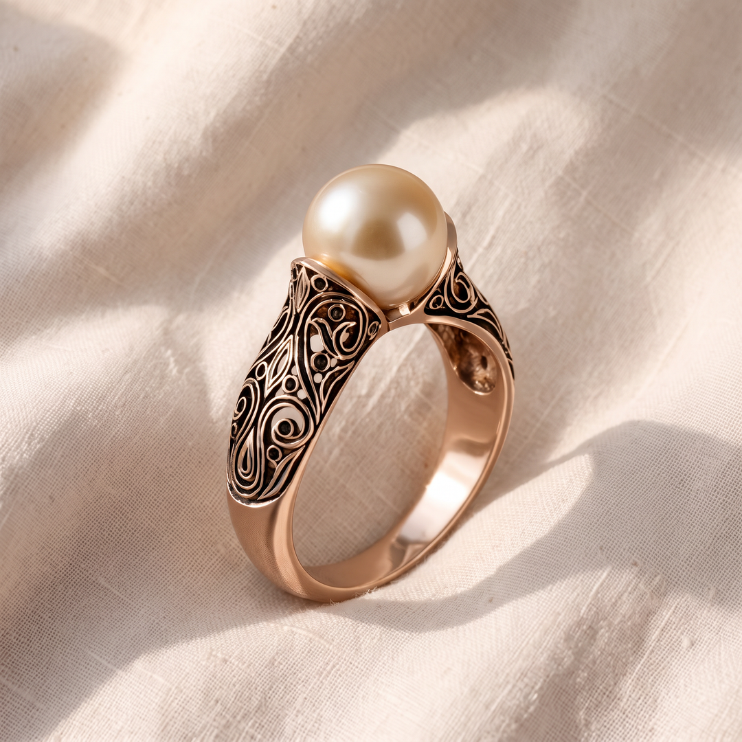 Vintage-Goldring mit Perle