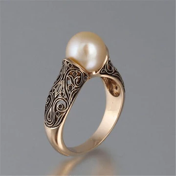 Vintage-Goldring mit Perle