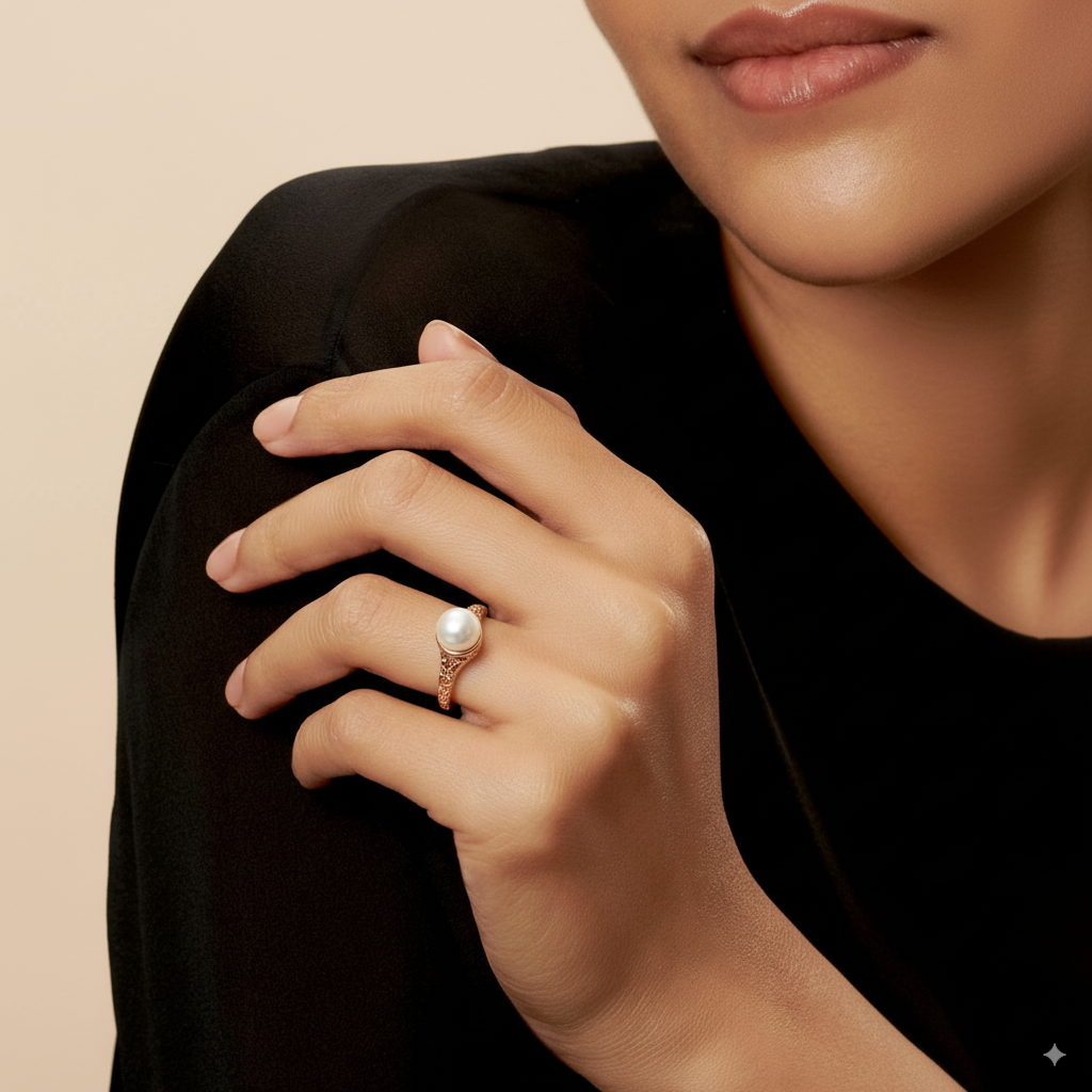 Vintage-Goldring mit Perle