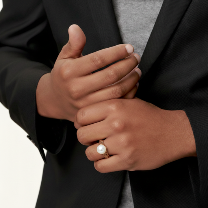 Vintage-Goldring mit Perle