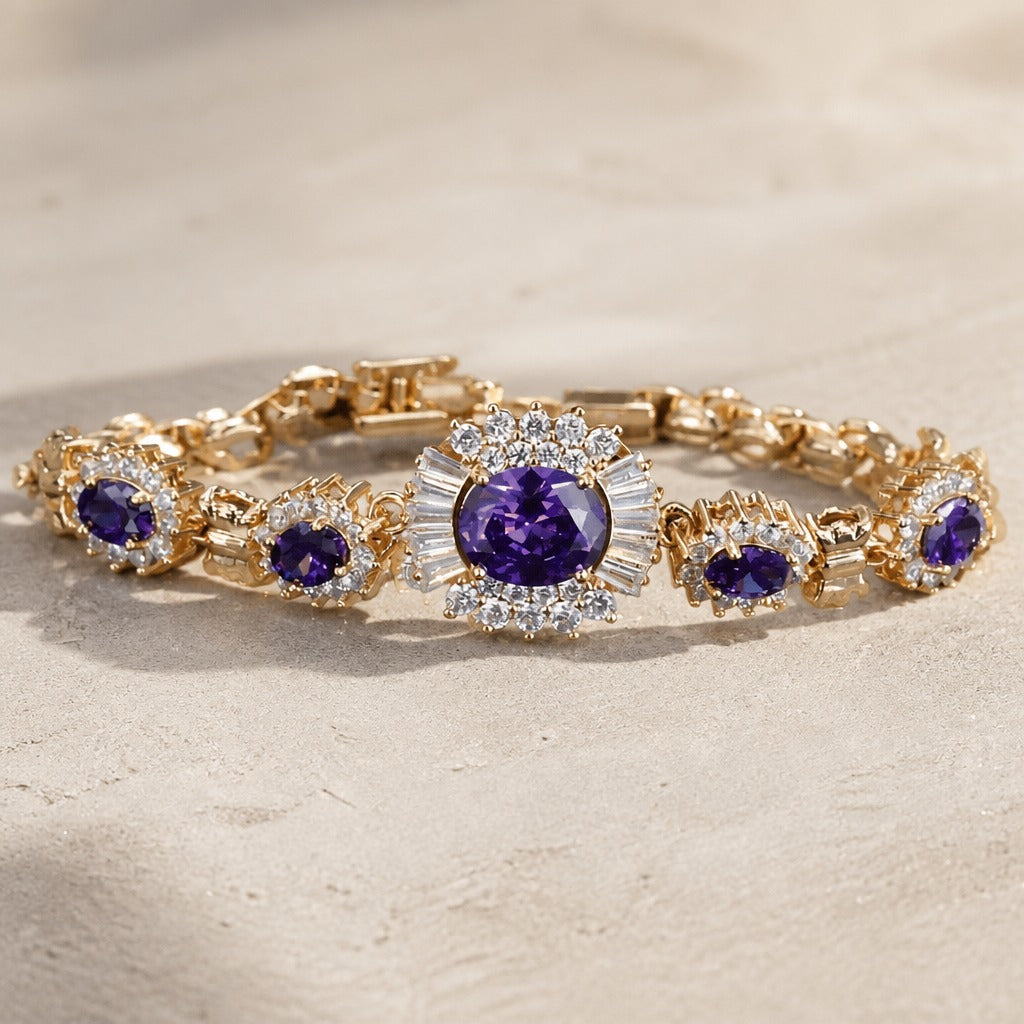 Goldenes Armband mit Amethyst-Anhänger