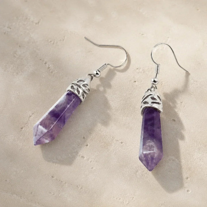 Hängeohrringe mit Amethyst-Kristallen