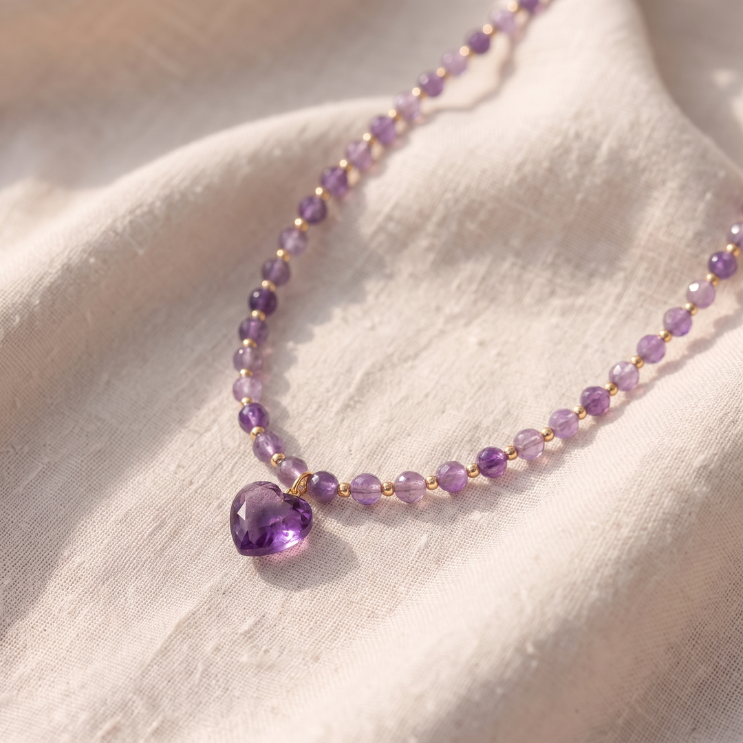 Prachtvolle Halskette mit Amethyst-Herzanhänger