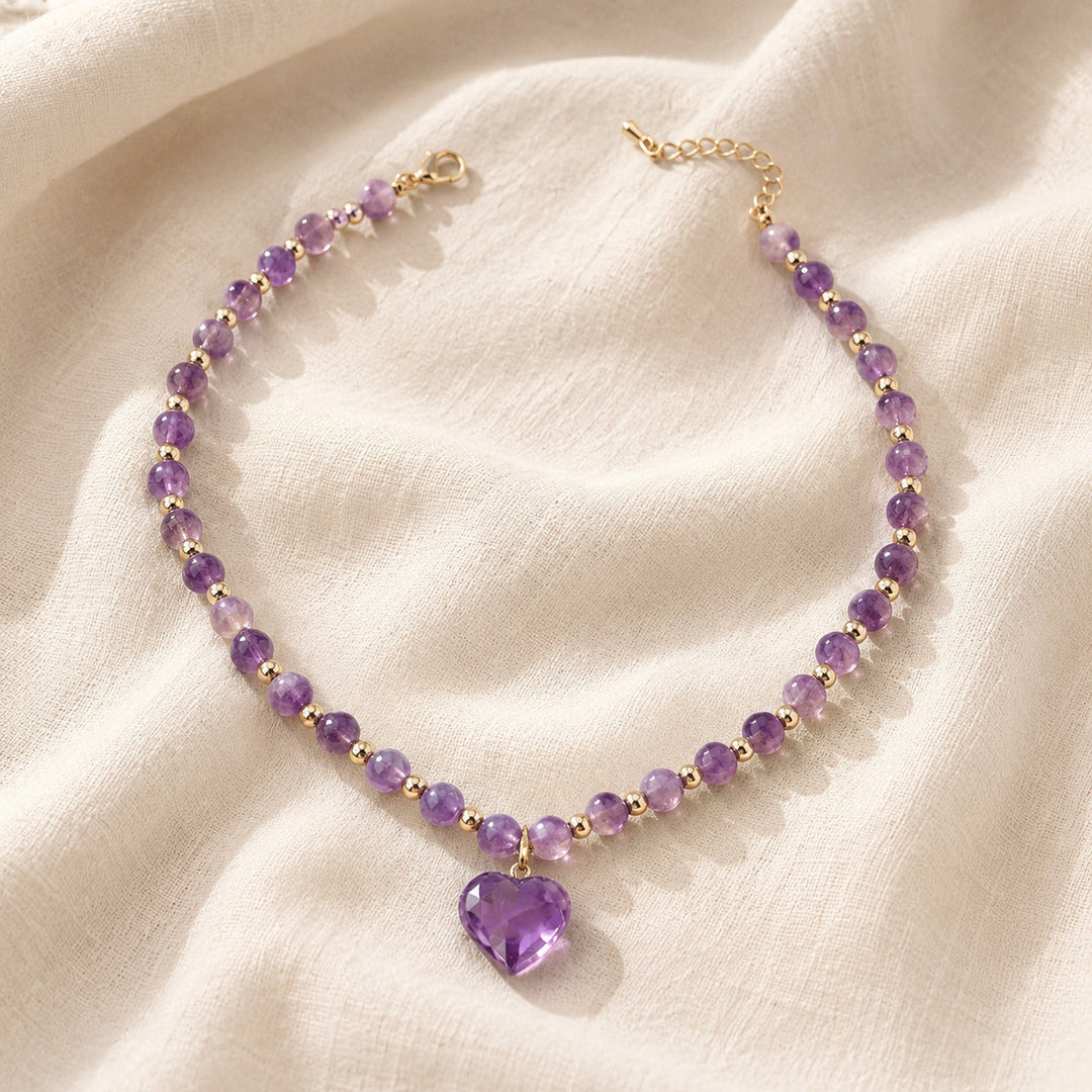 Prachtvolle Halskette mit Amethyst-Herzanhänger