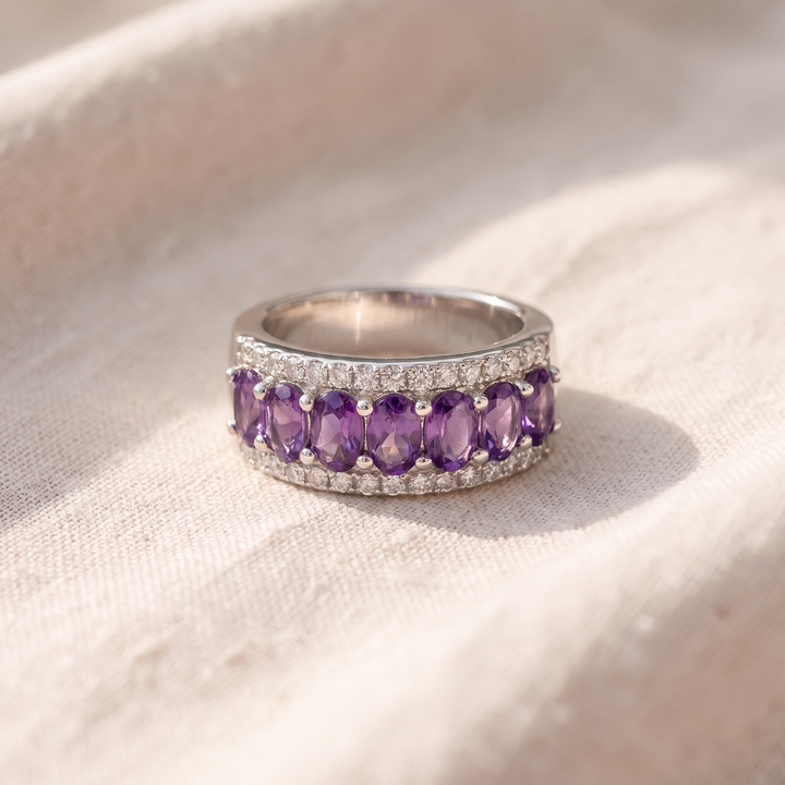 Boho-Ring mit Amethyst und Zirkonia