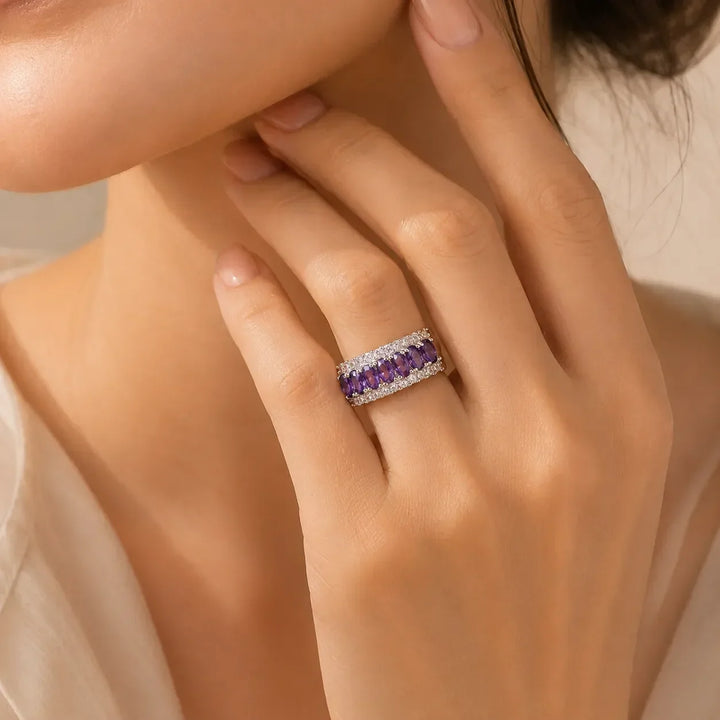 Boho-Ring mit Amethyst und Zirkonia