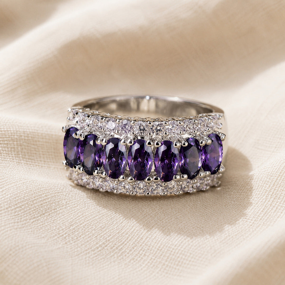 Boho-Ring mit Amethyst und Zirkonia