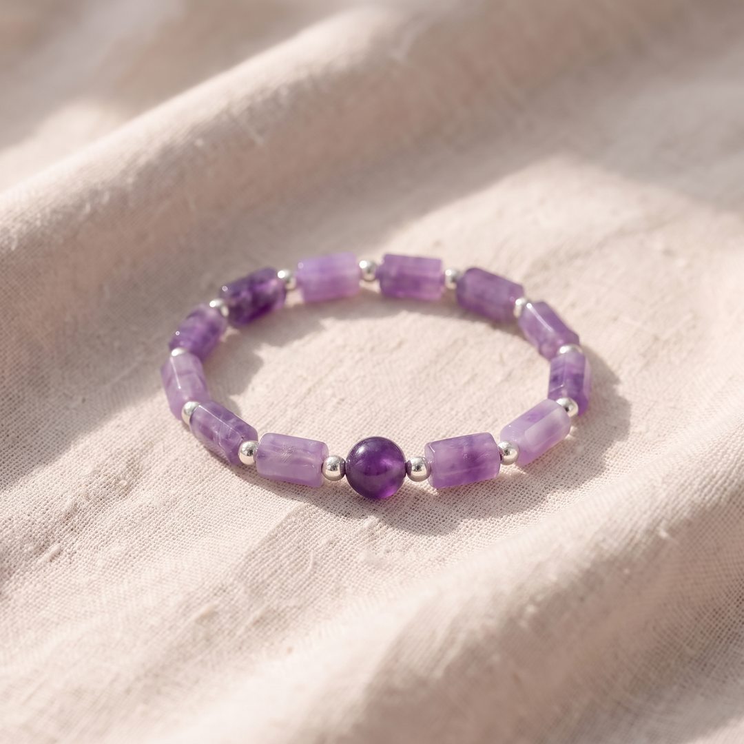 Handgefertigtes Amethystperlen-Armband