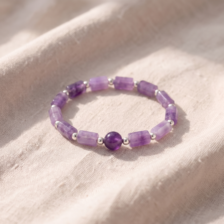 Handgefertigtes Amethystperlen-Armband