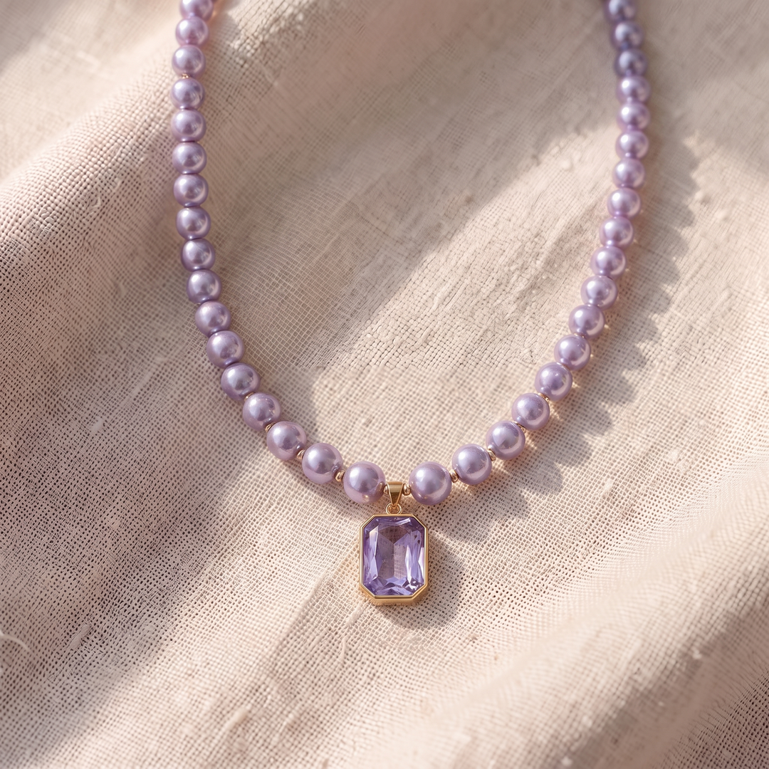 Perlenkette mit Amethyst-Anhänger