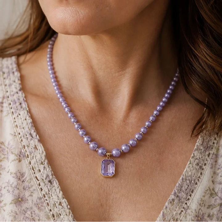 Perlenkette mit Amethyst-Anhänger