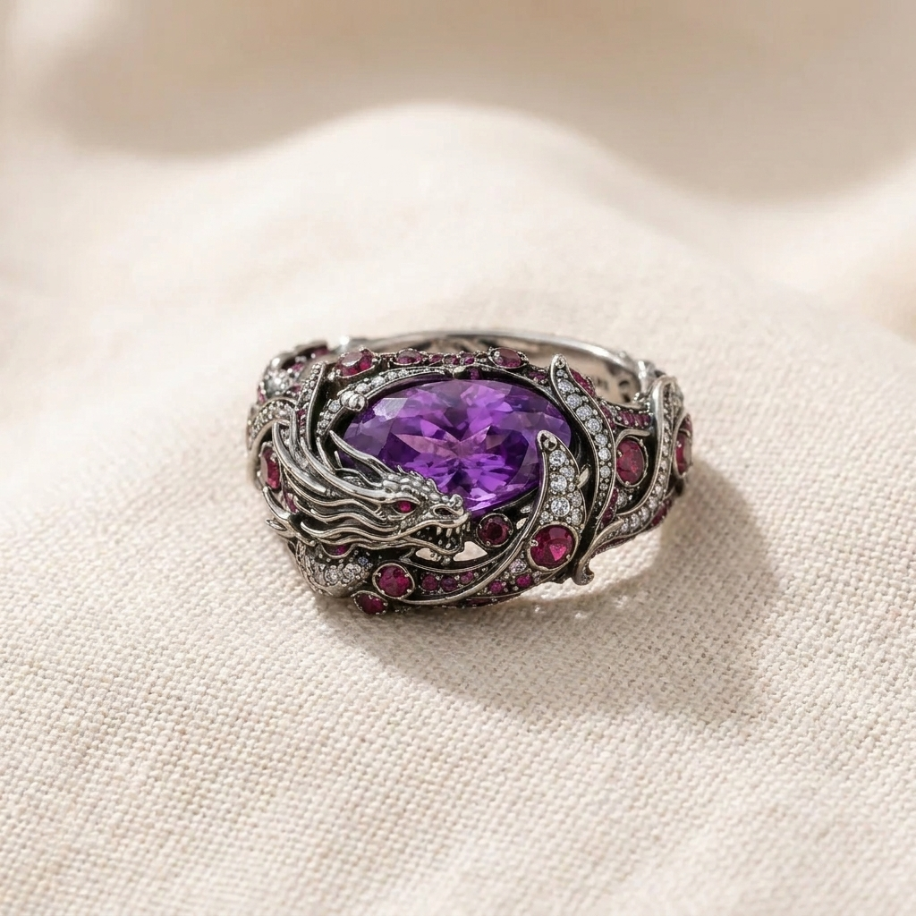Silberring in Drachenform