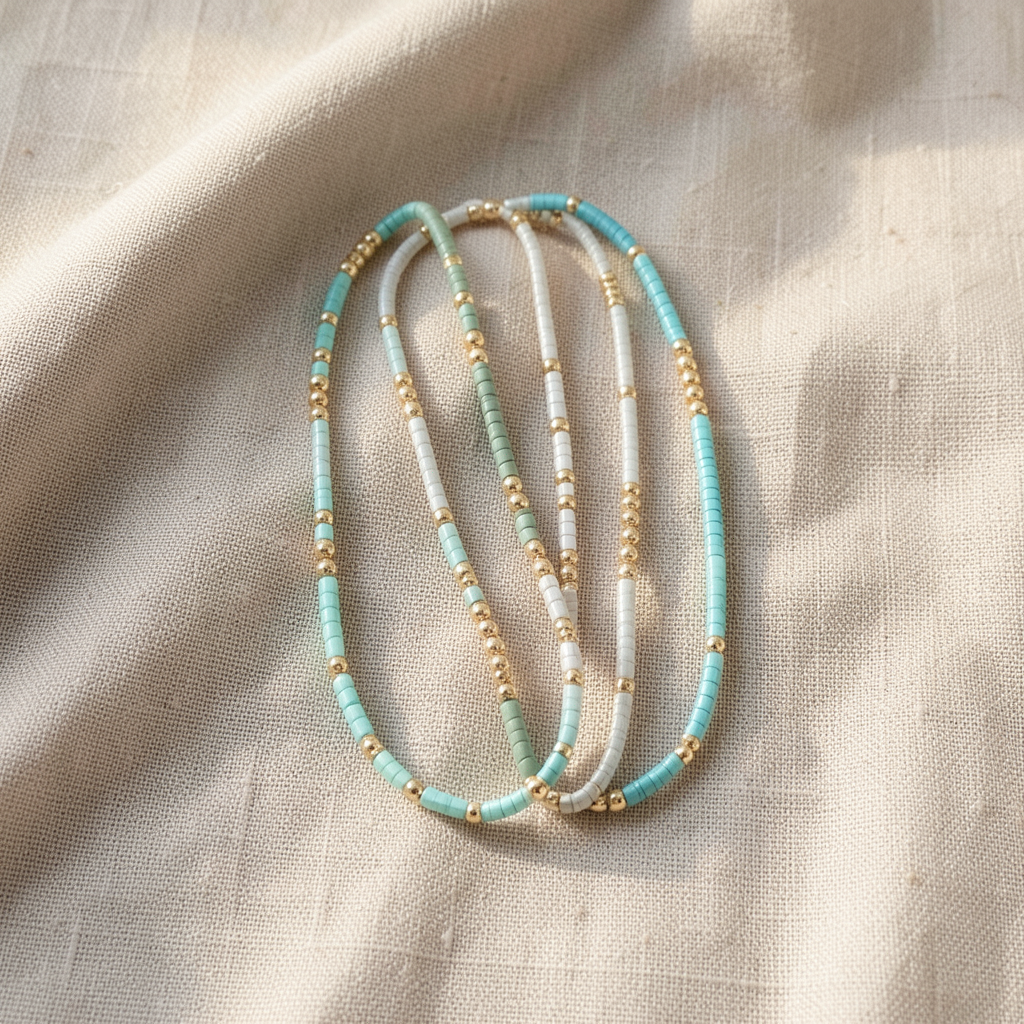 Elegantes Boho-Armband-Set mit Türkisperlen