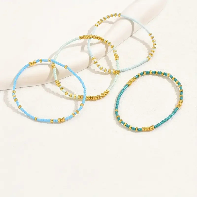 Elegantes Boho-Armband-Set mit Türkisperlen