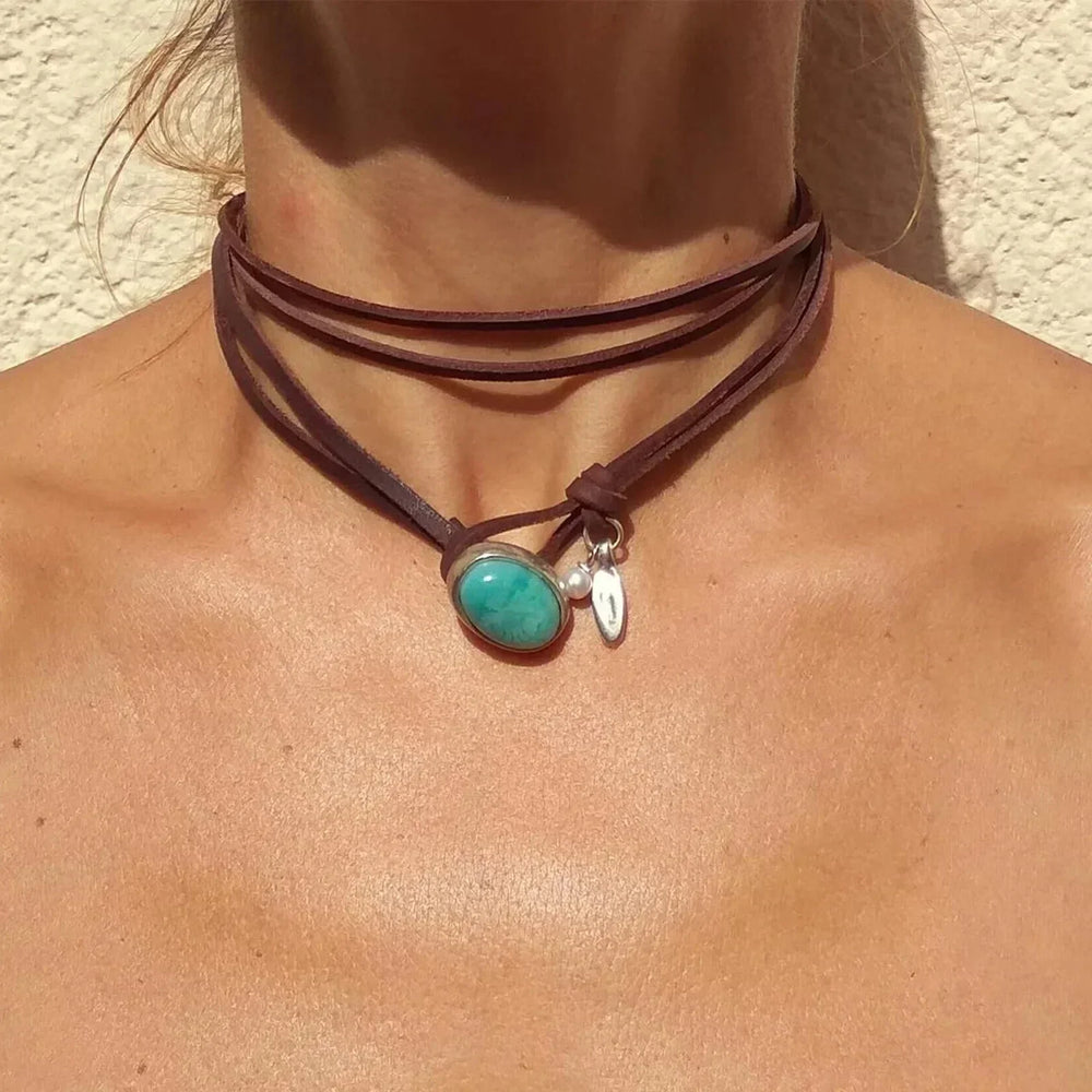 Boho-Halskette mit Türkisanhänger