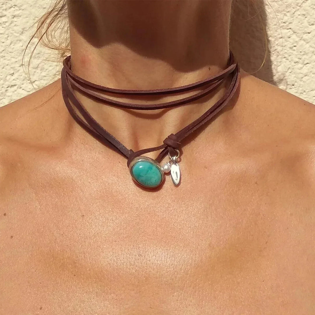 Boho-Halskette mit Türkisanhänger