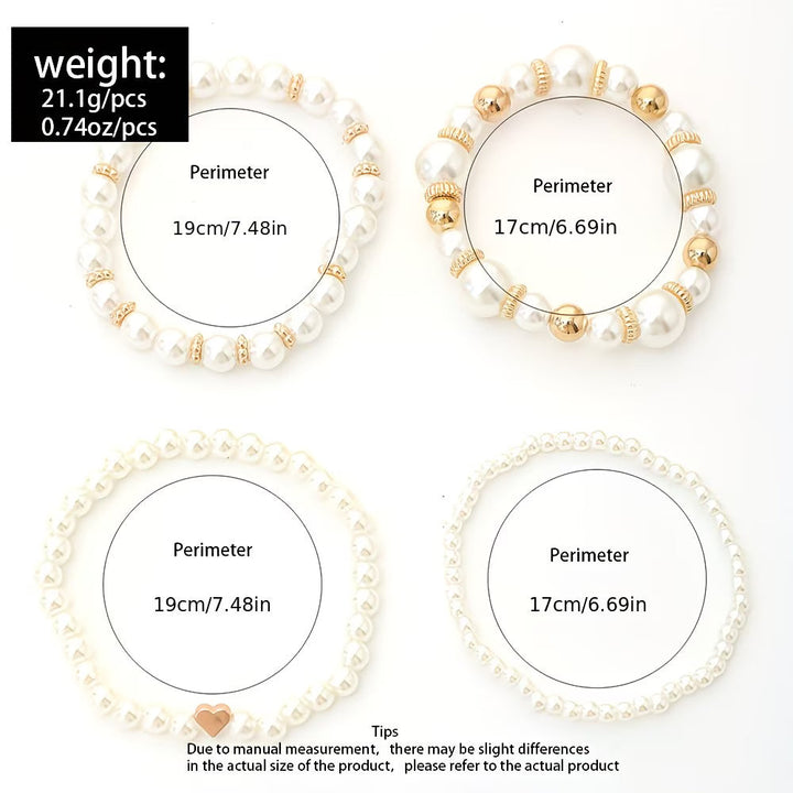 Set mit vier Perlenarmbändern zum Kombinieren