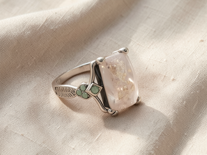Silberring mit weissem Opal