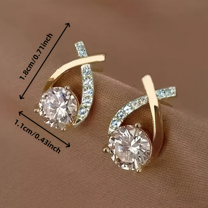 Goldene Kreuzohrringe mit Zirkonia