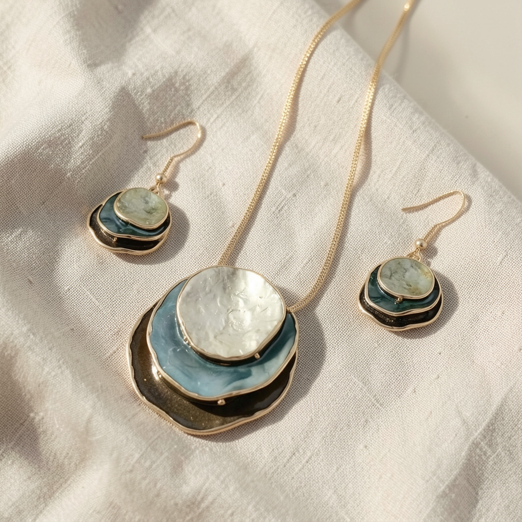 Set mit mehrlagigen blauen Steinen